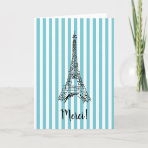 Merci Eiffel Tower Turquoise Paris Card
