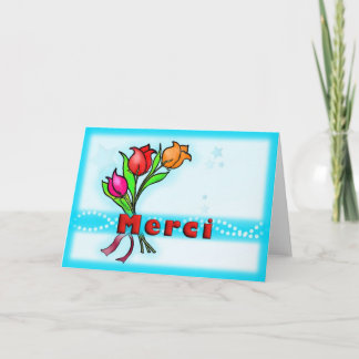 MERCI French Thank You flowers drawing Greeting Card