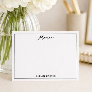 Merci French Thank You Minimalist Border Card