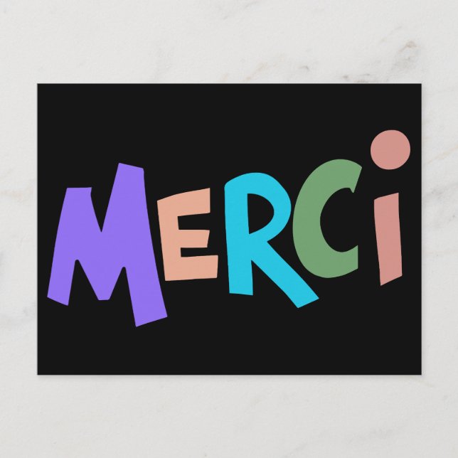 Merci, French thank you  Postcard (Front)