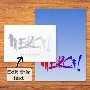 Merci french thank you silver foil card