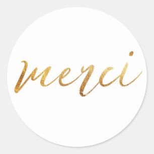 Merci Gold Elegant Thank You Classic Round Sticker