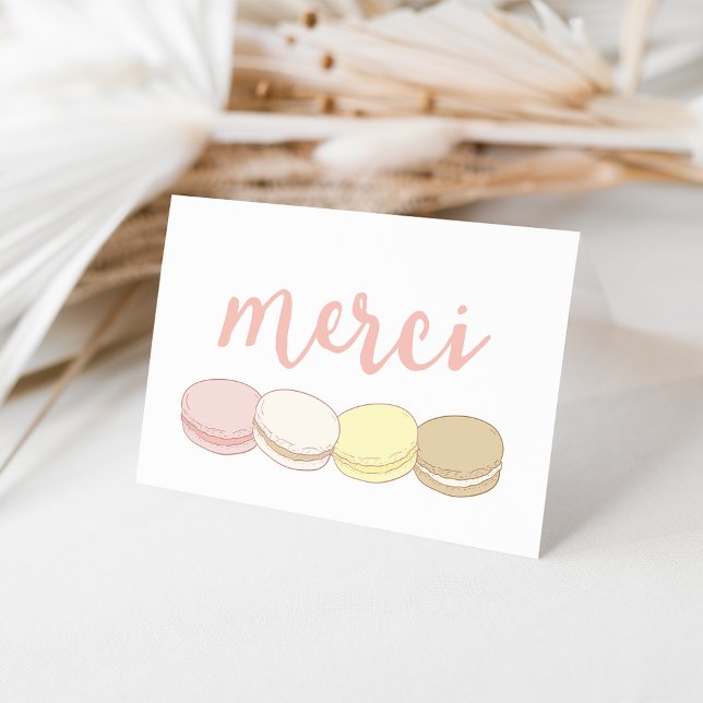 Merci Pastel French Macarons Thank You Card (Creator Uploaded)