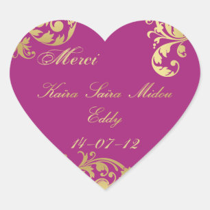 Merci Seal - Fuschia & Gold Floral Wedding Sticker