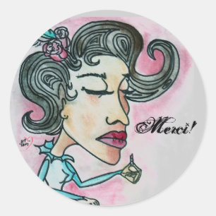 Merci! Sticker_Lady No.6 Classic Round Sticker
