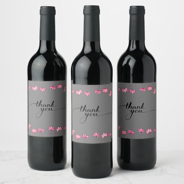 Merci Thanks Party Special Gift Rose Red White Wine Label (Bottles)