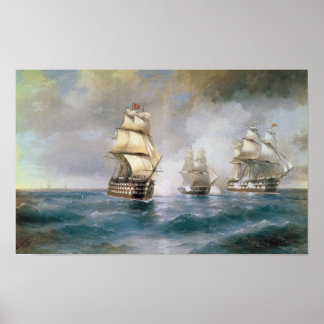 Mercury Attacked by Two Turkish Ships Poster