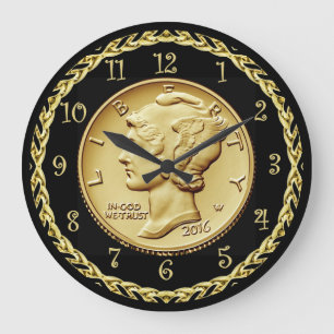 Mercury Dime Centennial Gold Coin Image ~ Large Clock