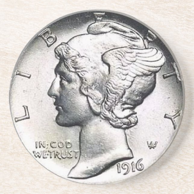 Mercury Dime Money Coaster. Coaster (Front)