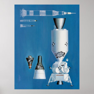 Mercury, Gemini and Apollo Spacecraft Poster