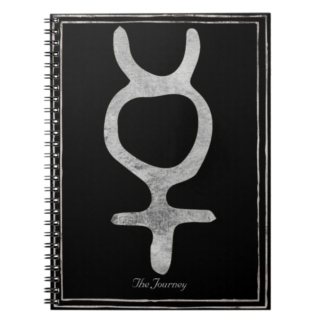 Mercury hammered silver stylised planet symbol  notebook (Front)