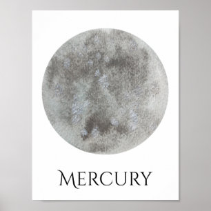Mercury Planet Watercolor Poster
