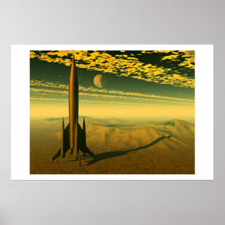 Mercury Rising Over Venusian Craters Poster