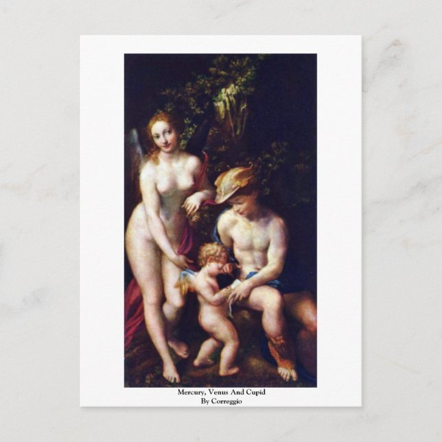 Mercury, Venus And Cupid By Correggio Postcard (Front)
