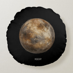 Mercury: Watercolor Planet Round Cushion