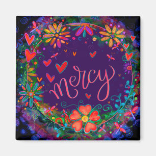 Mercy Purple Fun Floral Inspirational Motivating Magnet
