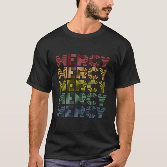 Mercy Wordmark Pattern Personalized Name T-Shirt (Front)