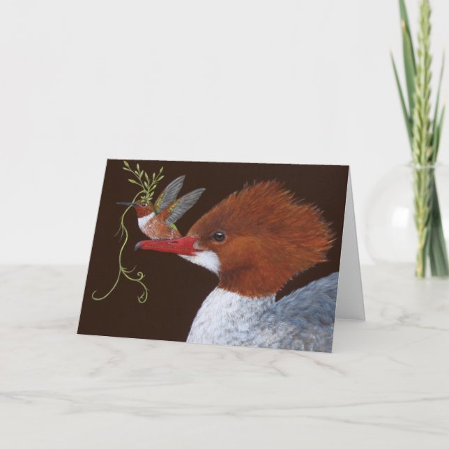 Merganser and friend greeting card (Front)
