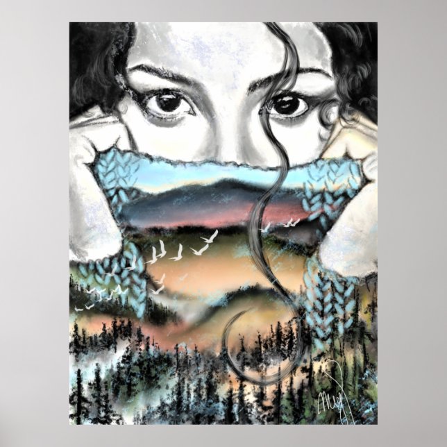 Merge Nature Poster Print Woman Feeling - Painting (Front)