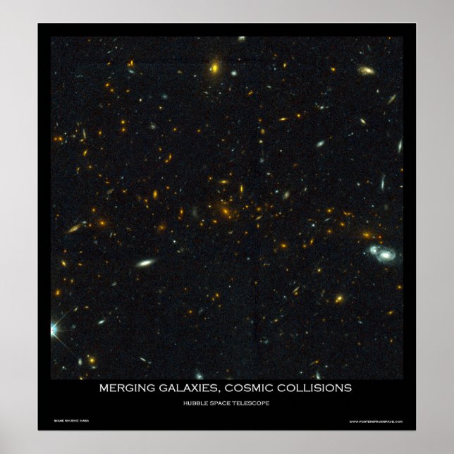 Merging Galaxies, Cosmic Collisions Poster (Front)