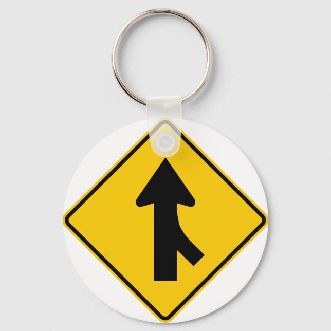 Merging Traffic Highway Sign (Right) Key Ring (Front)