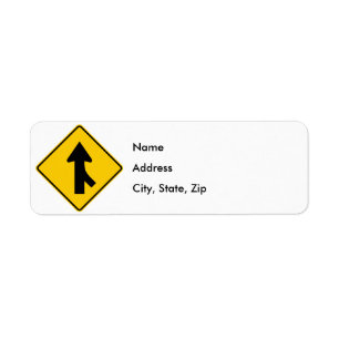 Merging Traffic Highway Sign (Right) Return Address Label