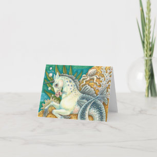 MERHORSE & WHITE OCTOPUS, FANTASY UNICORN Blank Card