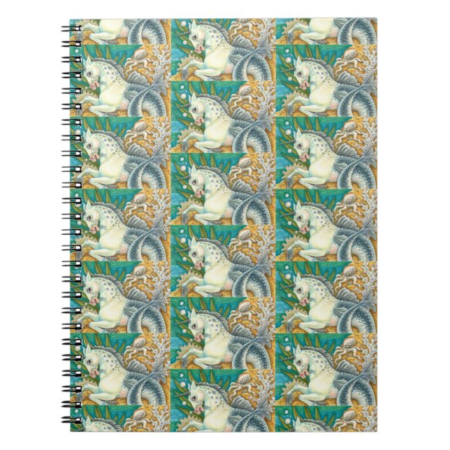 MERHORSE & WHITE OCTOPUS, FANTASY UNICORN HORSE NOTEBOOK (Front)