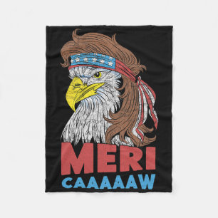 Meri-caaaaaw - Eagle Mullet 4th Of July Usa Americ Fleece Blanket