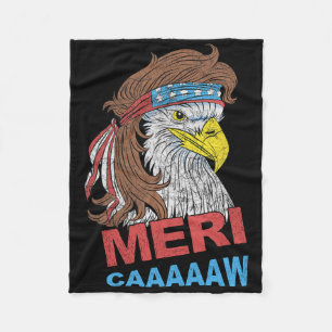 Meri-caaaaaw - Eagle Mullet 4th Of July Usa Americ Fleece Blanket