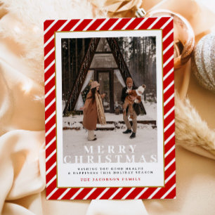 MERI Festive Red Stripes Photo Christmas Card