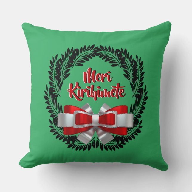 Meri Kirihimete Maori for Merry Christmas Cushion (Front)