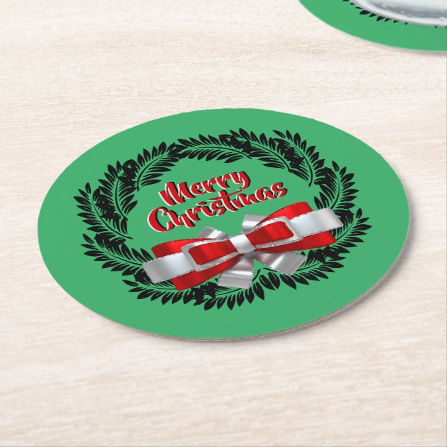 Meri Kirihimete Maori for Merry Christmas Round Paper Coaster (Angled)