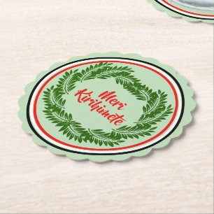 Meri Kirihimete Maori Merry Christmas Paper Coaster