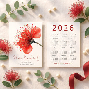 Meri Kirihimete Pōhutuka 2026 Calendar Christmas  Holiday Card