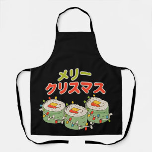 Meri Kurisumasu Japanese Sushi Lights Christmas Apron