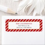 MERI Red White Strip Gold Christmas Return Address Return Address Label<br><div class="desc">This return address label features festive red and white candy cane stripes with a golden border and fun bright red font. This address sticker is the perfect festive touch to sending out your holiday cards. Pair with anything in the MERI Collection for a cohesive look.</div>