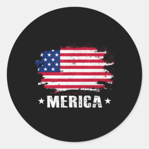 Merica 4th Of July American Flag Patriotic  Classic Round Sticker