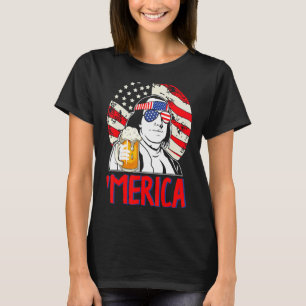Merica 4th Of July Beer  Benjamin Franklin Usa Fla T-Shirt