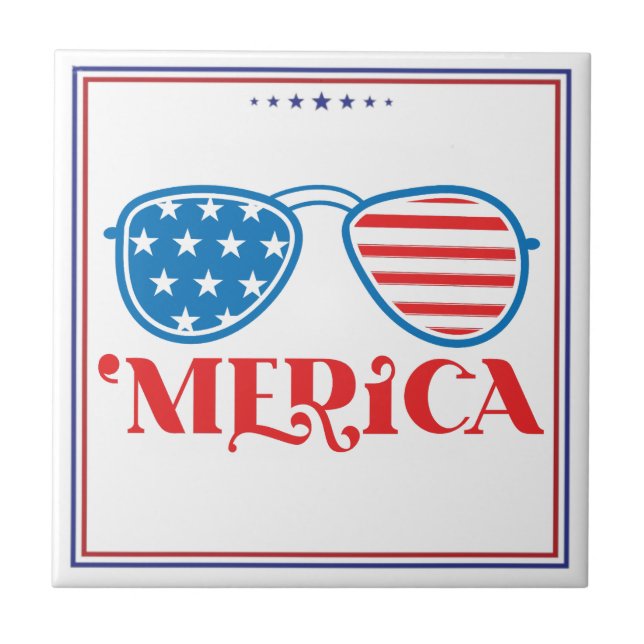 Merica 4th of July Design-32042 Ceramic Tile (Front)