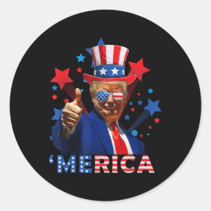 Merica 4th Of July Fireworks Funny Trump Independe Classic Round Sticker