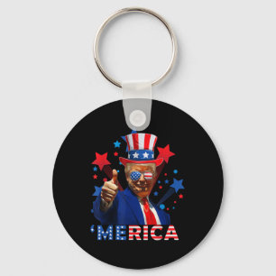 Merica 4th Of July Fireworks Funny Trump Independe Key Ring