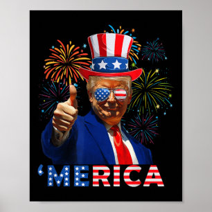 Merica 4th Of July Funny Trump Fireworks Independe Poster