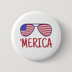 'Merica 4th Of July Glasses 6 Cm Round Badge