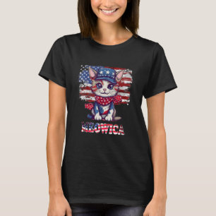 Merica 4th of July Meowica Kitty Cat American Flag T-Shirt