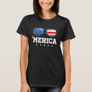 Merica 4th Of July Sunglasses American Usa Flag Pa T-Shirt