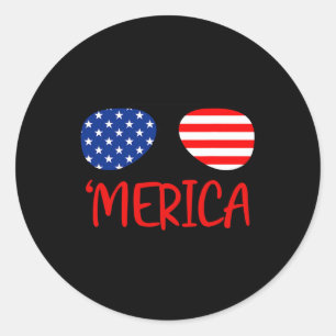 Merica 4th Of July Tee Independence Day Usa Flag  Classic Round Sticker