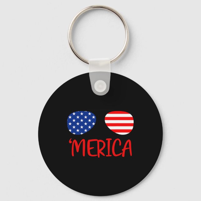 Merica 4th Of July Tee Independence Day Usa Flag  Key Ring (Front)