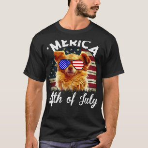 Merica 4th Of July Usa Flag Chihuahua American Sun T-Shirt