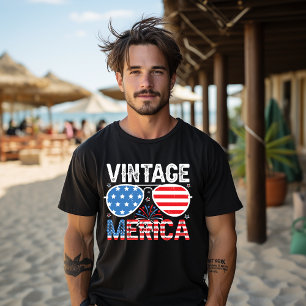 Merica 4th of July Vintage American Flag Retro T-Shirt